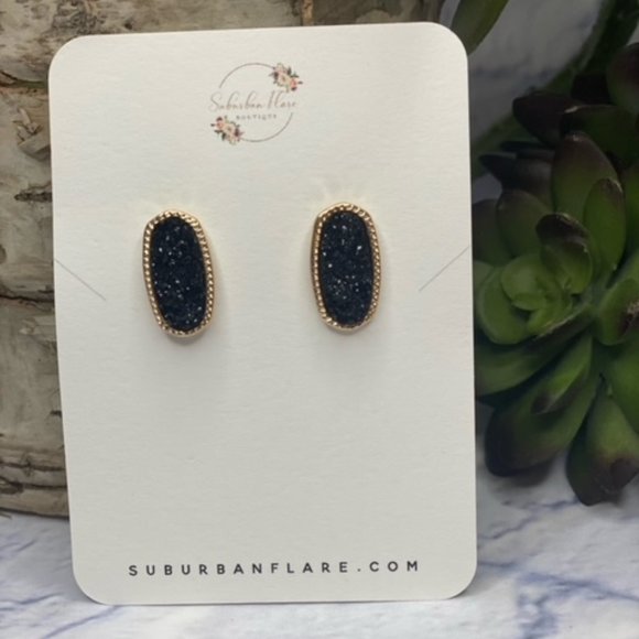 Jewelry - Druzzy Stud Earrings- Black